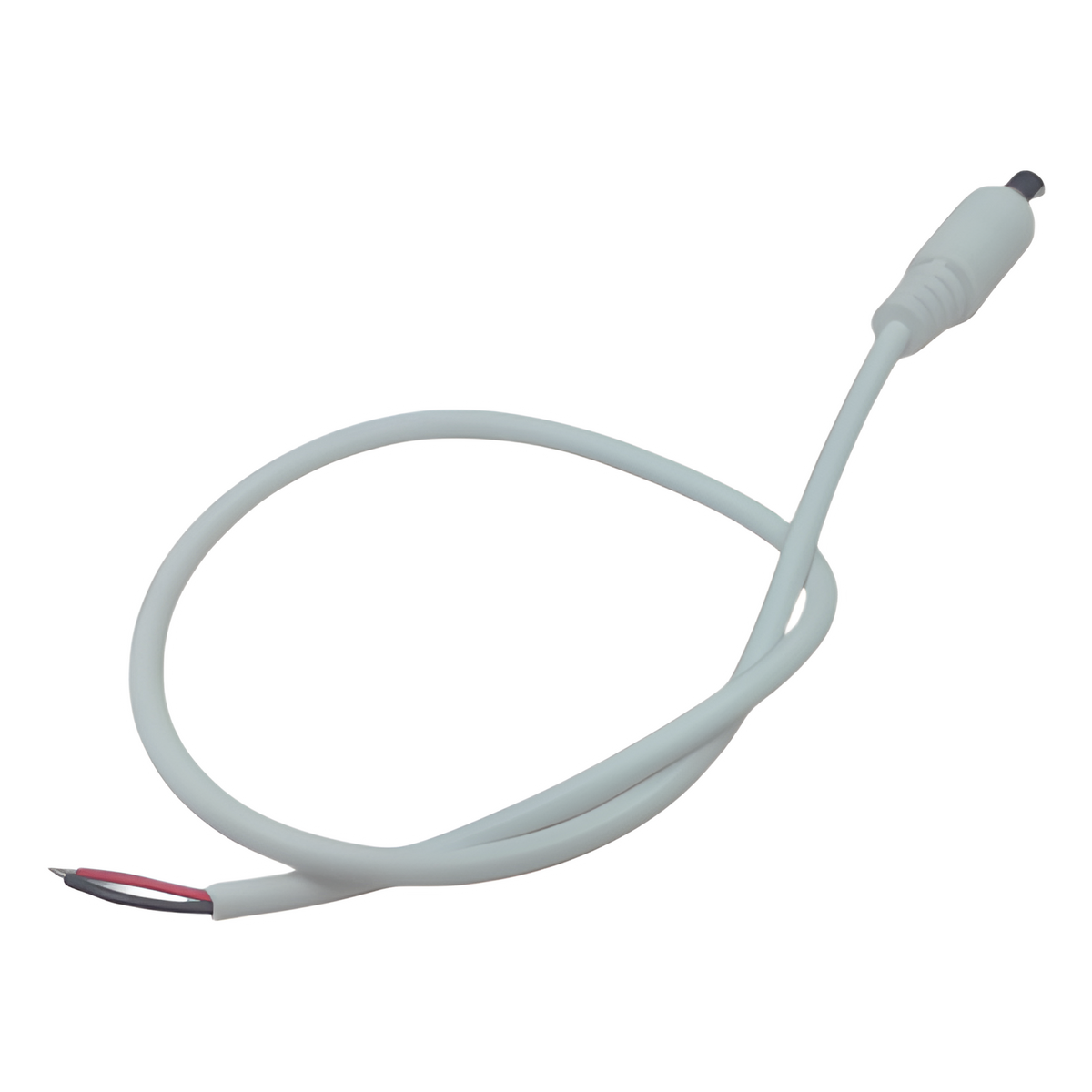 Cable con Conector Macho (Pigtail) | Forro Blanco |  Alimentación para Vcc con Puntas Libres | Polarizado | Largo 22 cm (8.66 Pulgadas) / Calibre 22AWG.