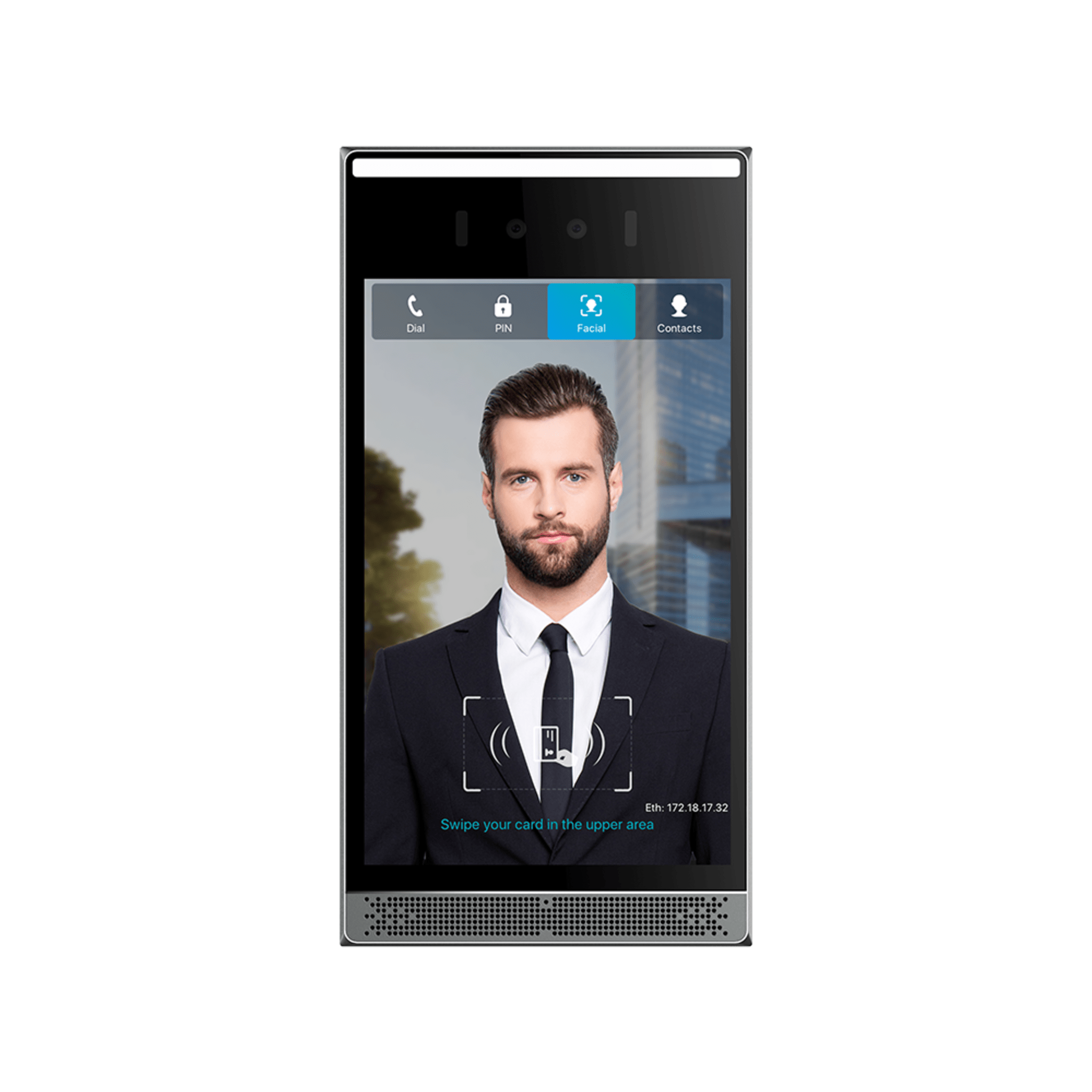 Videoportero SIP con Reconocimiento Facial / Pantalla Táctil IPS 8" / Cámara 2MP Lente Dual / BLE + Wiegand / Anti-Suplantación / IP66 IK07 / PoE