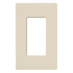 Placa de pared de 1 gang sin tornillos visibles, acabado brillante en color almendra claro (Light Almond), línea Claro para atenuadores, interruptores y controles Lutron