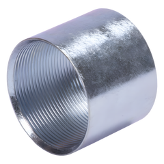 Cople 1 1/2" (38mm) pared gruesa con rosca galvanizado etiqueta amarilla