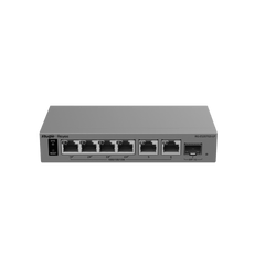 Switch Layer 2 Smart Cloud Managed / 7 Puertos Gigabit / 4 Puertos PoE+ 54 W / 1 Puerto SFP Uplink / 14 Gbps Switching Capacity / Diseño Sin Ventilador / Protección 6 kV / Ruijie Cloud / CCTV Mode