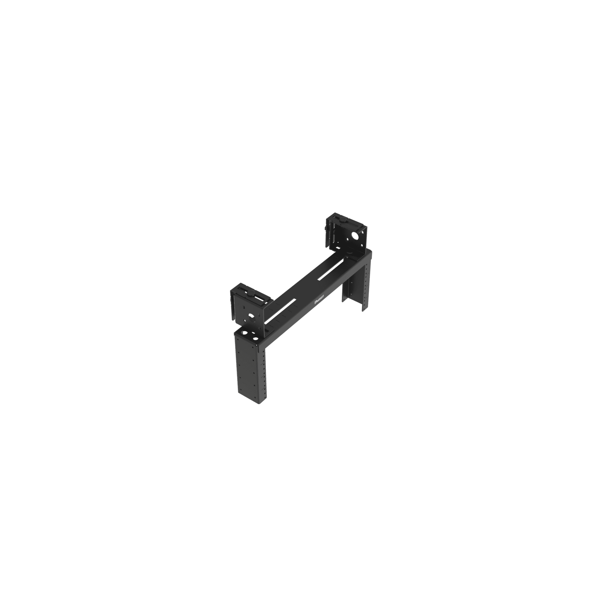 Rack de Distribución Aéreo de 2 Postes PanZone®, Rieles Roscados #12-24, de 4 UR, Color Negro