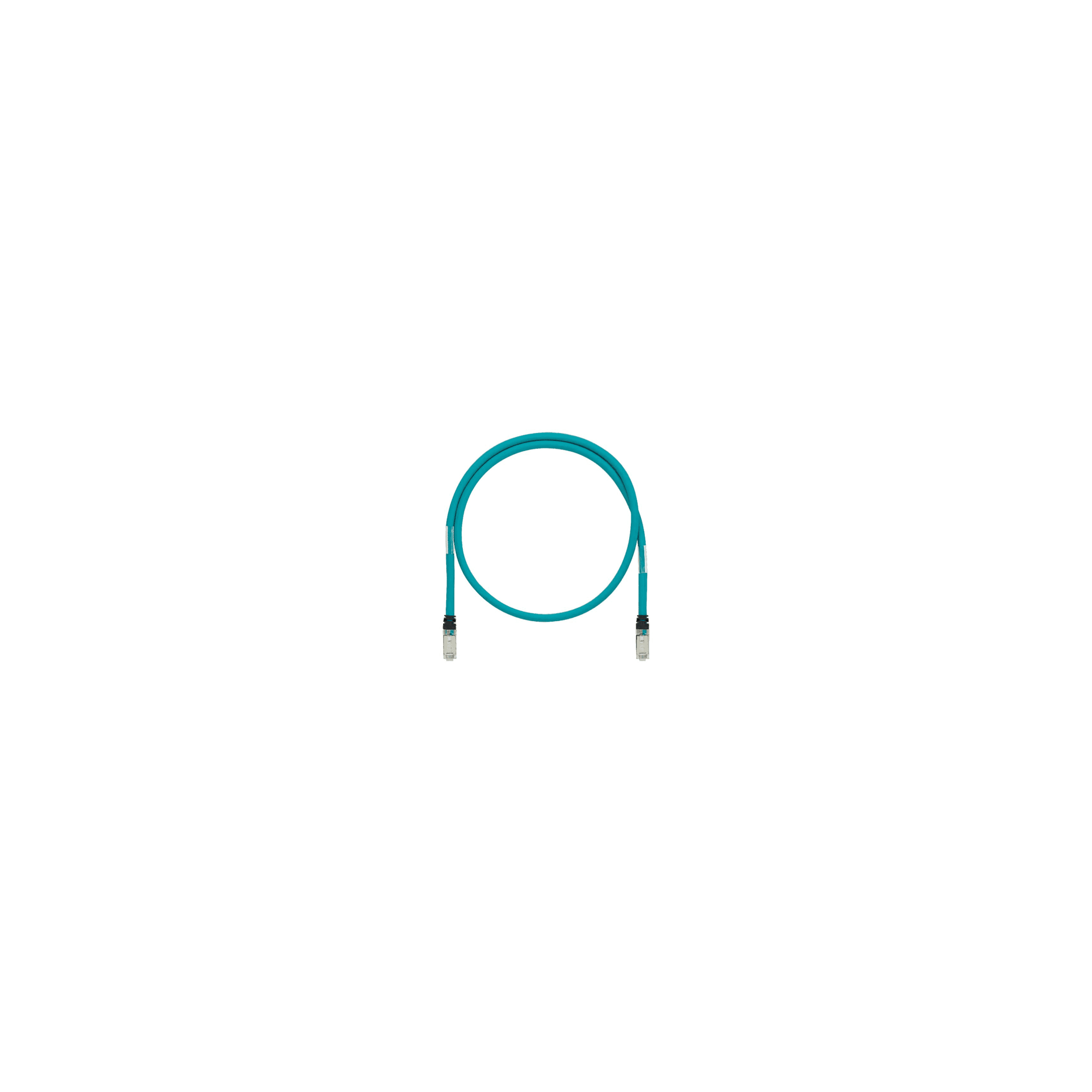 Patch Cord Cat6A de Grado Industrial 600V, Blindado SF/UTP, Calibre 26 AWG, Color Aqua, 1 Metro (3.28 Pies)