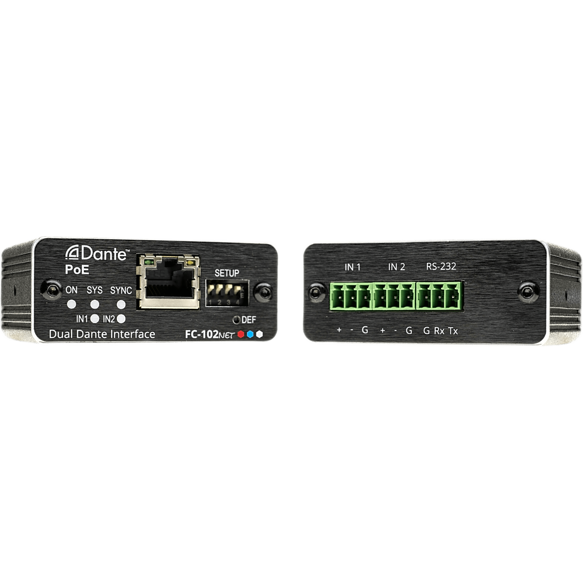 Codificador Dante 2 Canales | 2 Salidas Mono Balanceadas | PoE | Conversión ADC 32 bits | Frecuencia de Muestreo 96 kHz | AES67 | Control RS-232 | PicoTOOLS