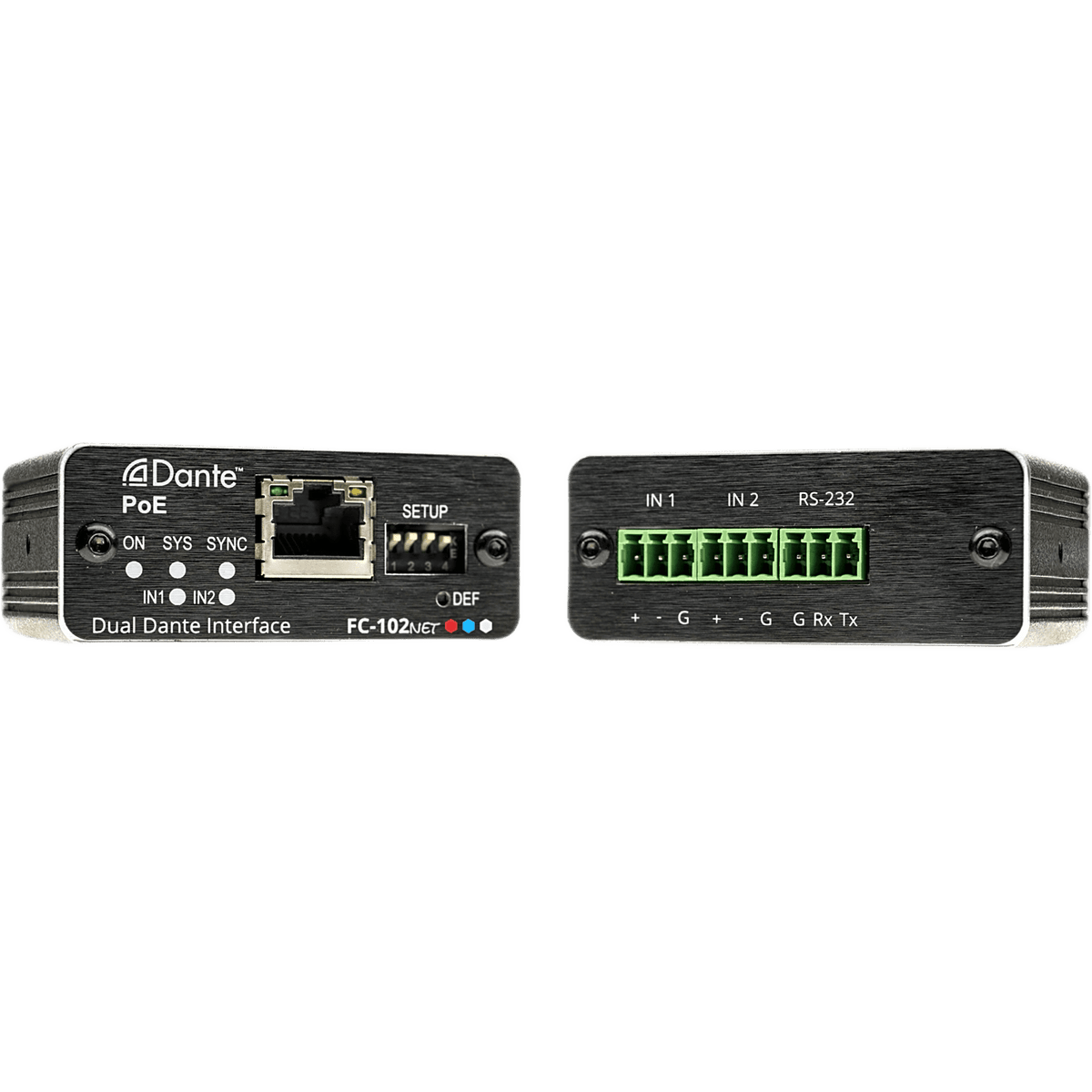 Codificador Dante 2 Canales | 2 Salidas Mono Balanceadas | PoE | Conversión ADC 32 bits | Frecuencia de Muestreo 96 kHz | AES67 | Control RS-232 | PicoTOOLS