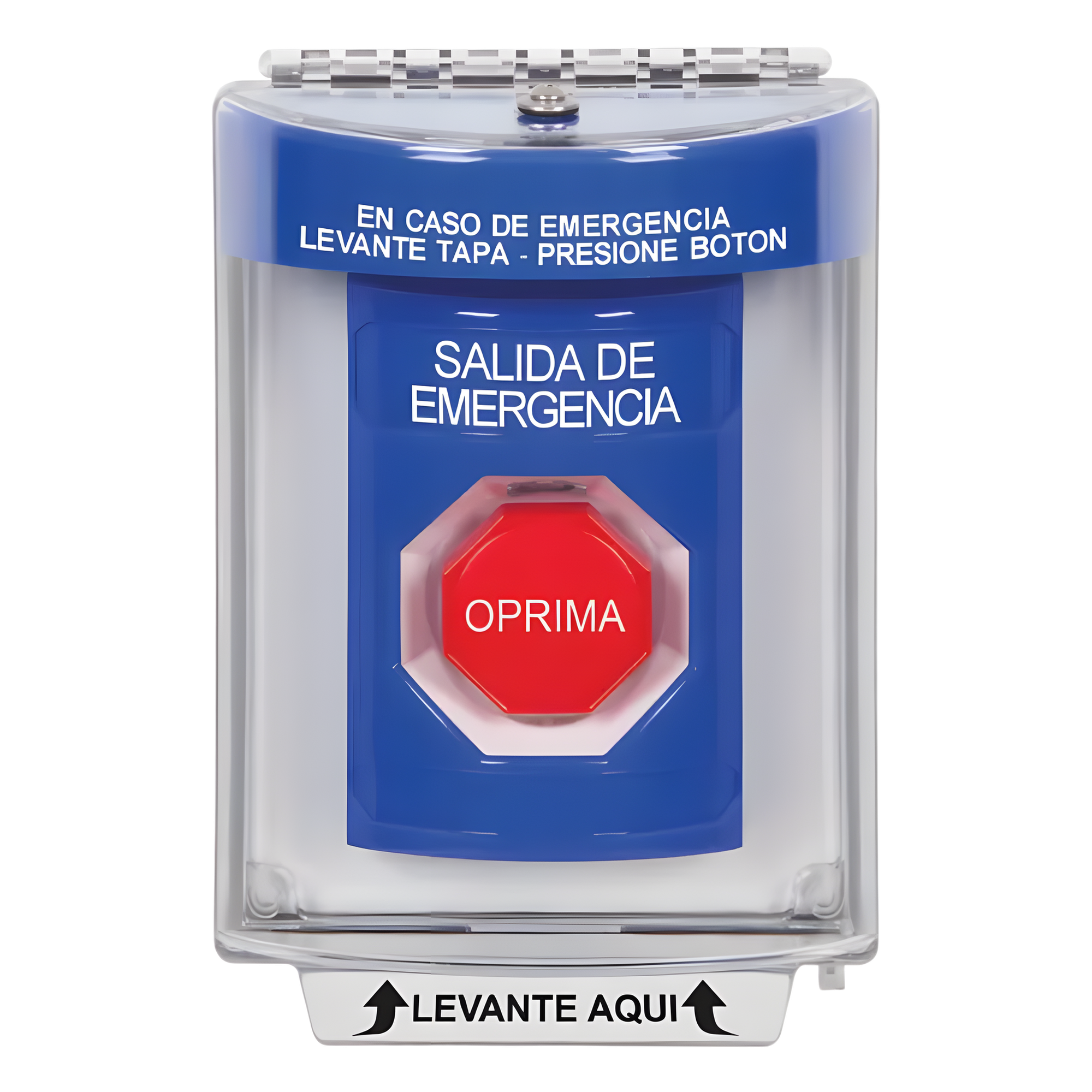 Botón Multipropósito, Salida De Emergencia, Reset Neumático, Sin Bocina , Texto En Español, Tapa De Policarbonato, 2 Relevadores forma C, Interior y Exterior
