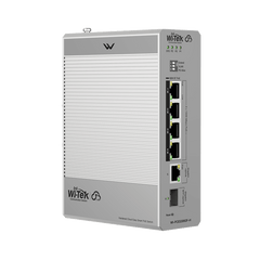 Switch Industrial PoE / 4 Puertos Gigabit PoE++ (802.3bt) / 1 Puerto Gigabit + 1 SFP / Alimentación DC 12-57V / Fanless / DIN-Rail / -30°C a 65°C / 55W-300W Budget PoE