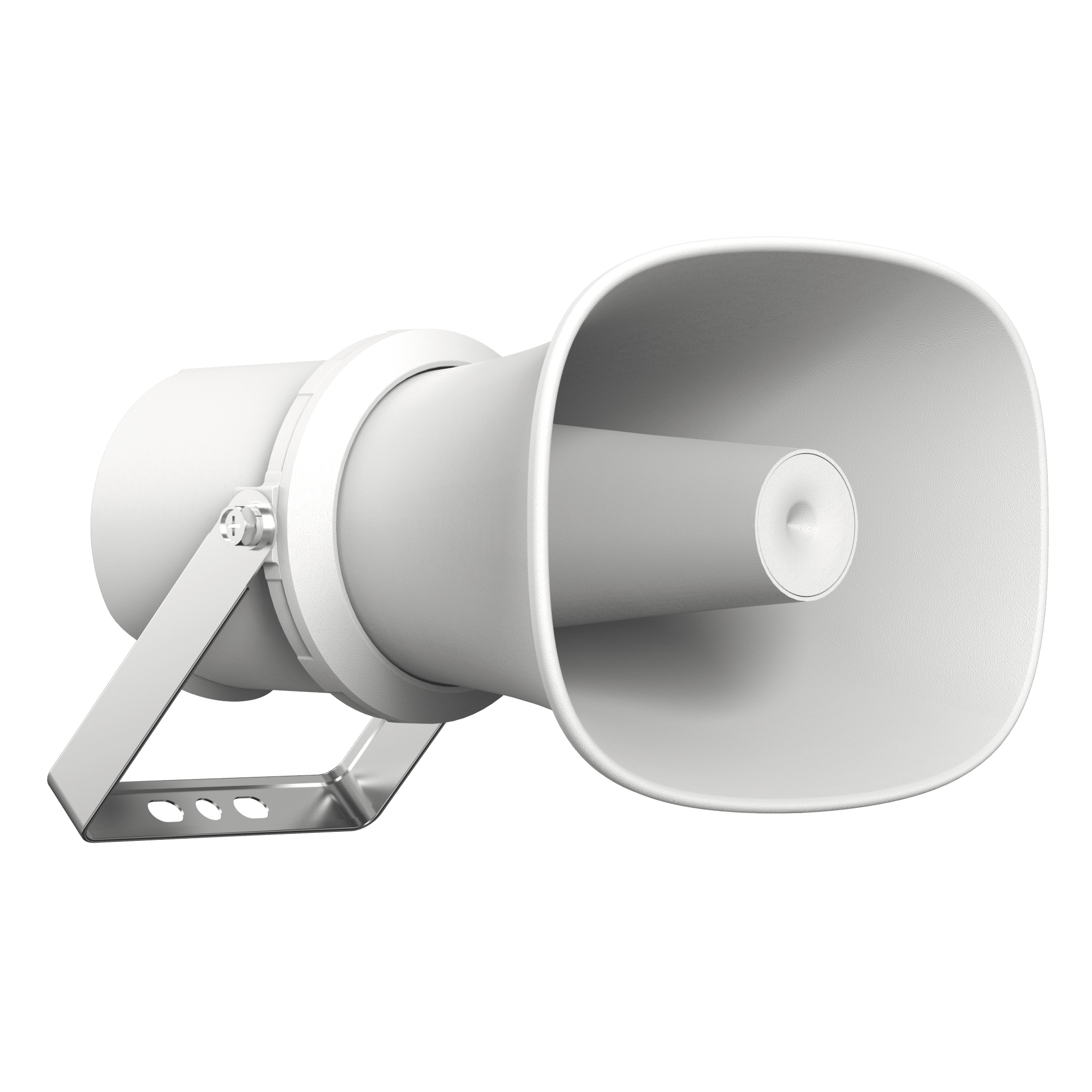 Bocina (Altavoz IP ) | Tipo Trompeta | 25 Watts | POE | Anti-corrosión | Metal | IK10 | Entrada de alarma | Voceo en tiempo real | Calendarización de audios | Síntesis de Voz (TTS)