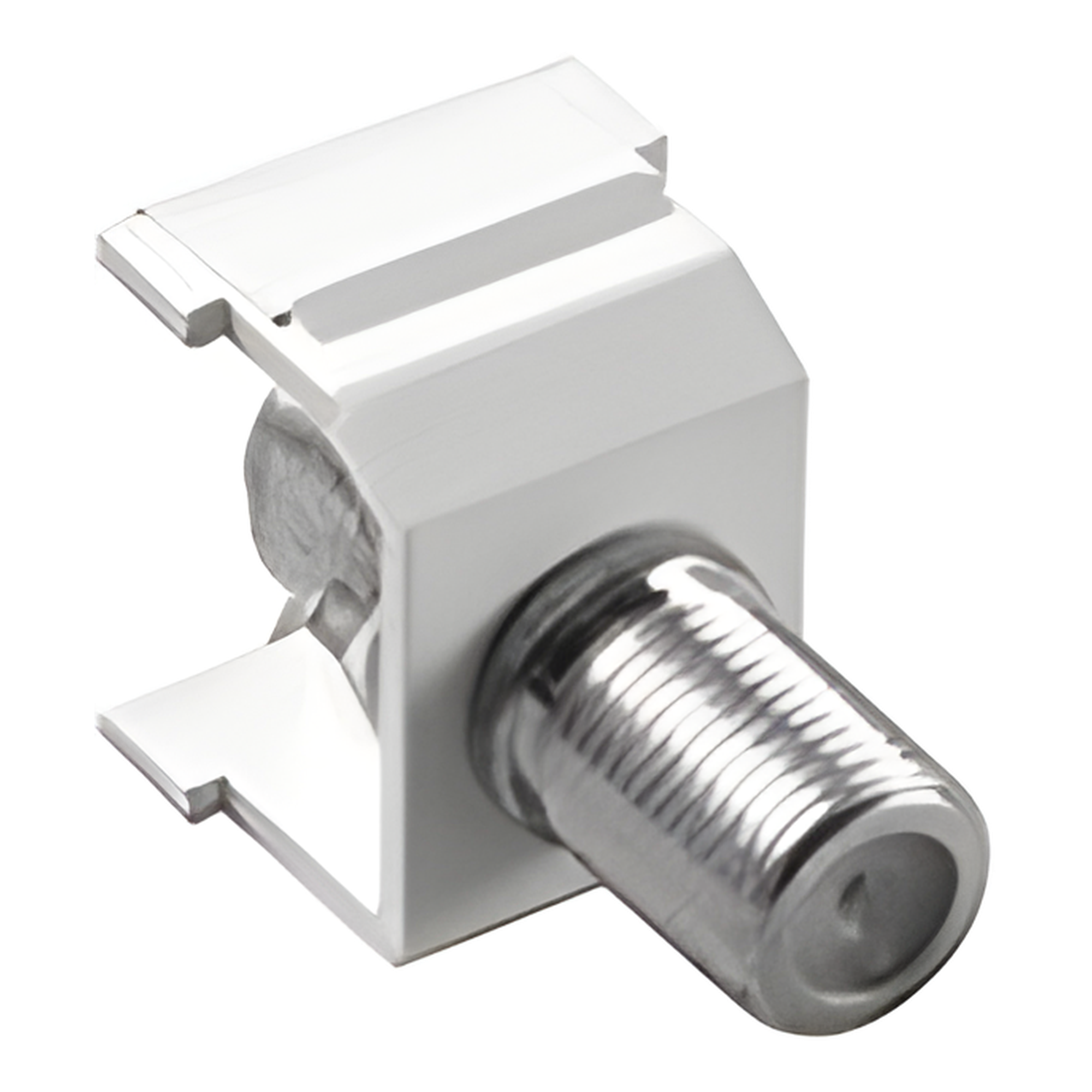 Conector coaxial tipo F de 75 ohms de instalación a presión para marco de 6 puertos Claro y Satin Colors, color blanco