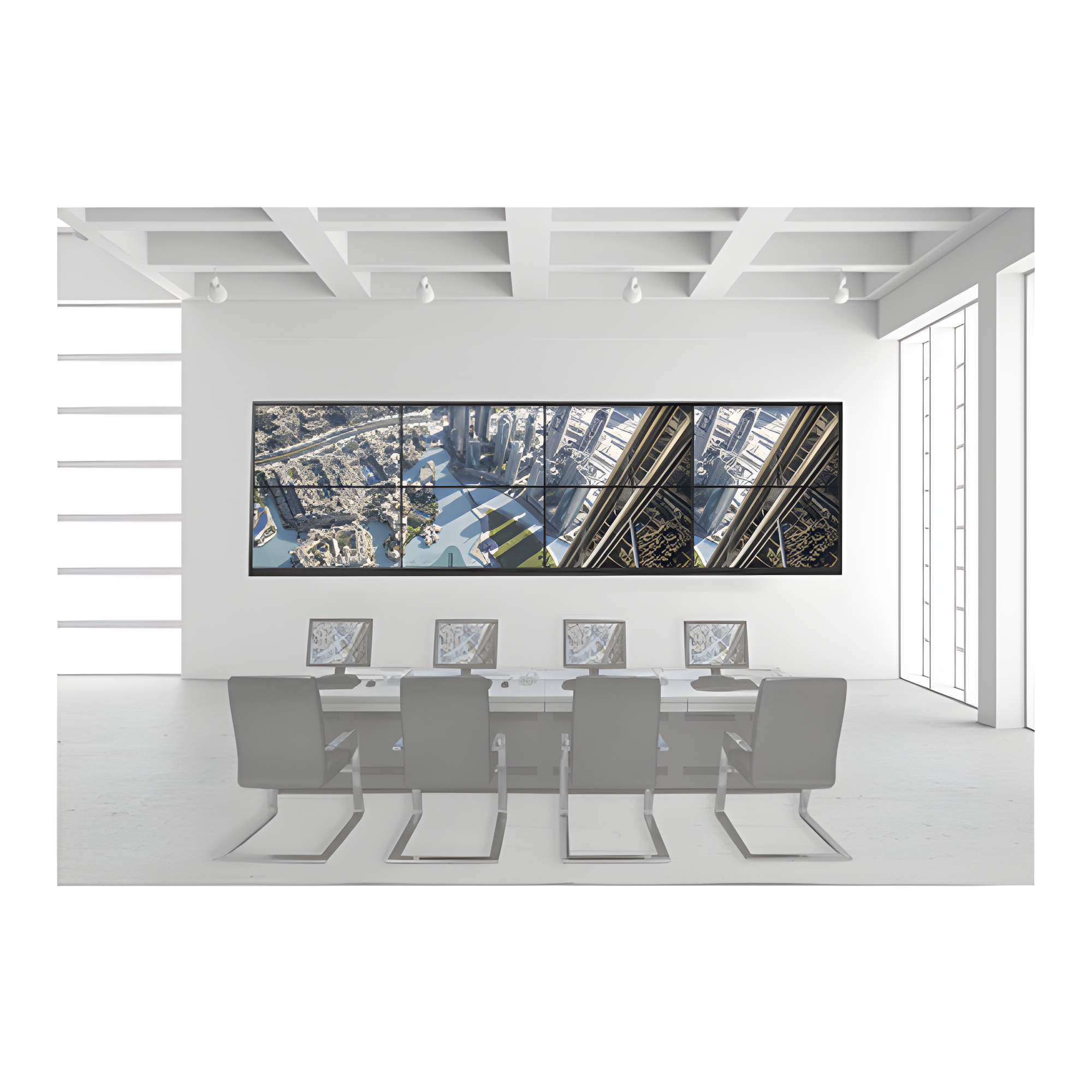 Kit Videowall 4x2 / Incluye 8 Pantallas de 55" / Decoder / Base de Pared