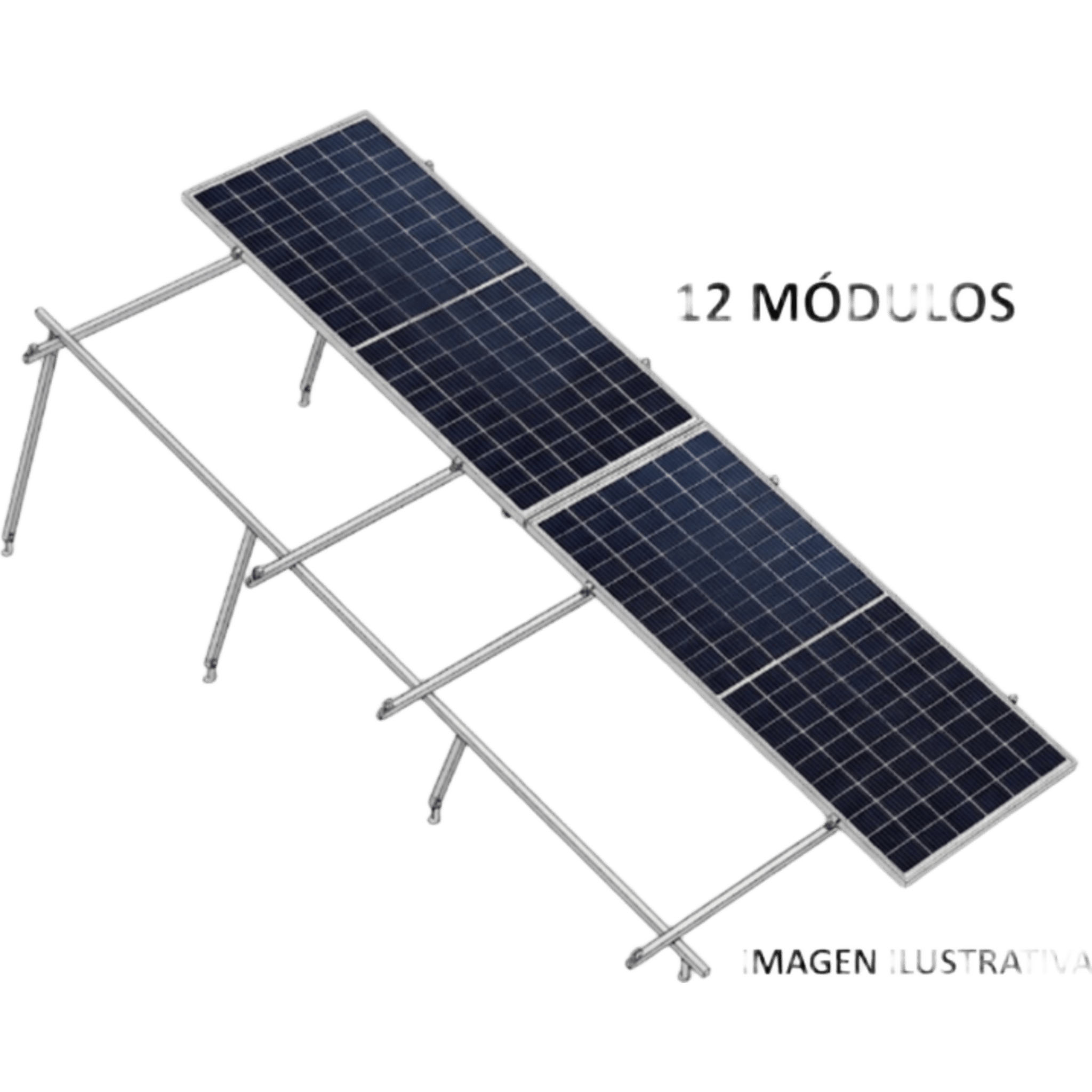 Kit Basel Sistema de Montaje Solar para 12 Módulos / Inclinación 10° / Para Módulo 645 W / Dimensiones del Módulo 2.382 m (7.8 ft) x 1.134 m (3.7 ft) / Velocidad de Viento 170 km/h /  Losa Plana Doble Fila