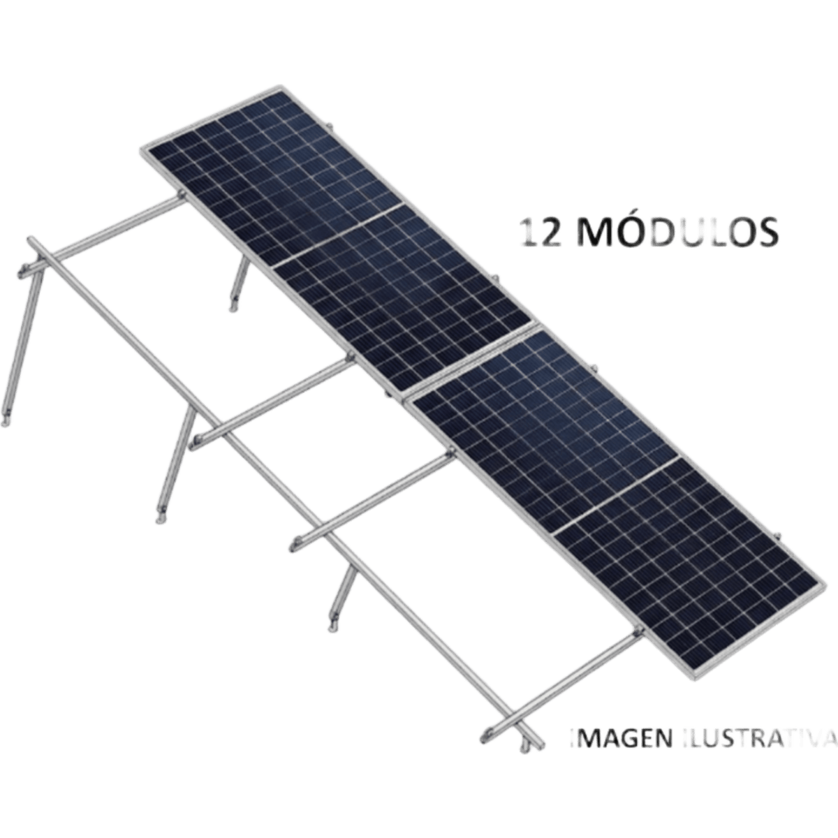 Kit Basel Sistema de Montaje Solar para 12 Módulos / Inclinación 10° / Para Módulo 645 W / Dimensiones del Módulo 2.382 m (7.8 ft) x 1.134 m (3.7 ft) / Velocidad de Viento 170 km/h /  Losa Plana Doble Fila