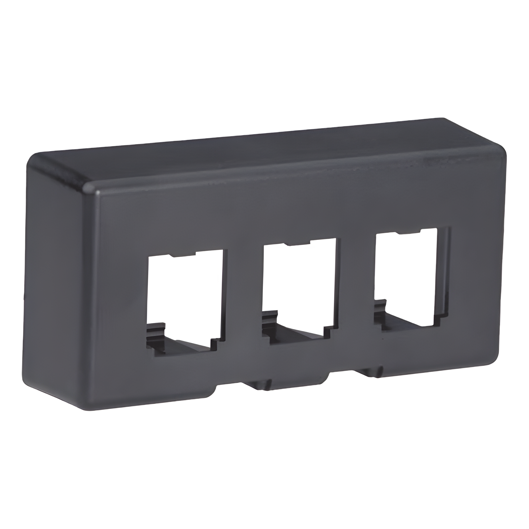 Placa de Mobiliario Modular Estándar, Salidas Para 3 Puertos Mini-Com, Color Negro