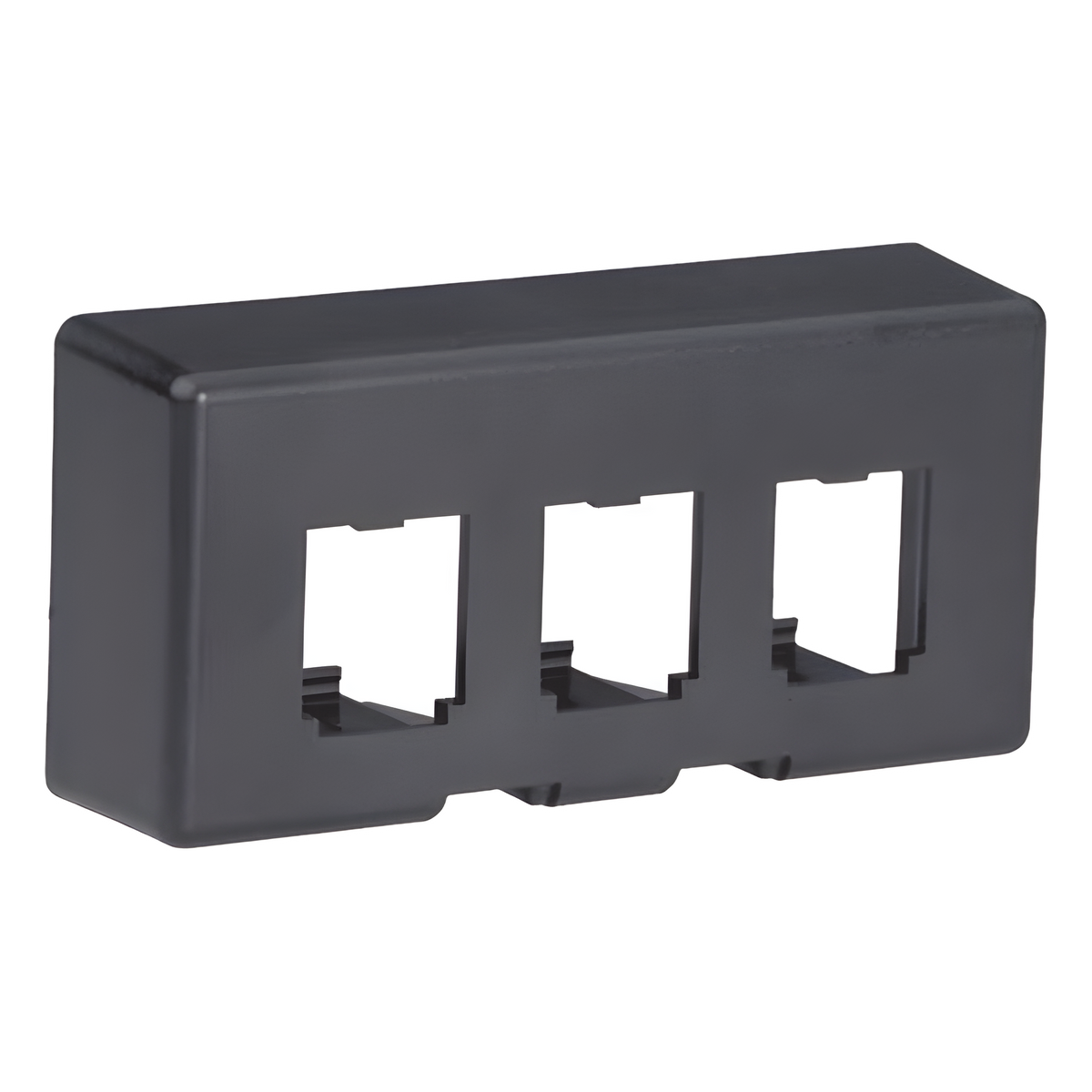 Placa de Mobiliario Modular Estándar, Salidas Para 3 Puertos Mini-Com, Color Negro