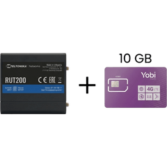 Router Teltonika LTE/4G RUT200 + SIM de YOBI de 10GB por Mes durante un año de servicio (solo datos)
