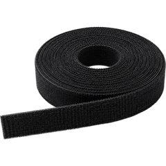 Rollo de Cinta de Contacto Continua para Organización de Cables / Reutilizable, Ajustable y Autoadherente / Color Negro / 16 mm × 25 m
