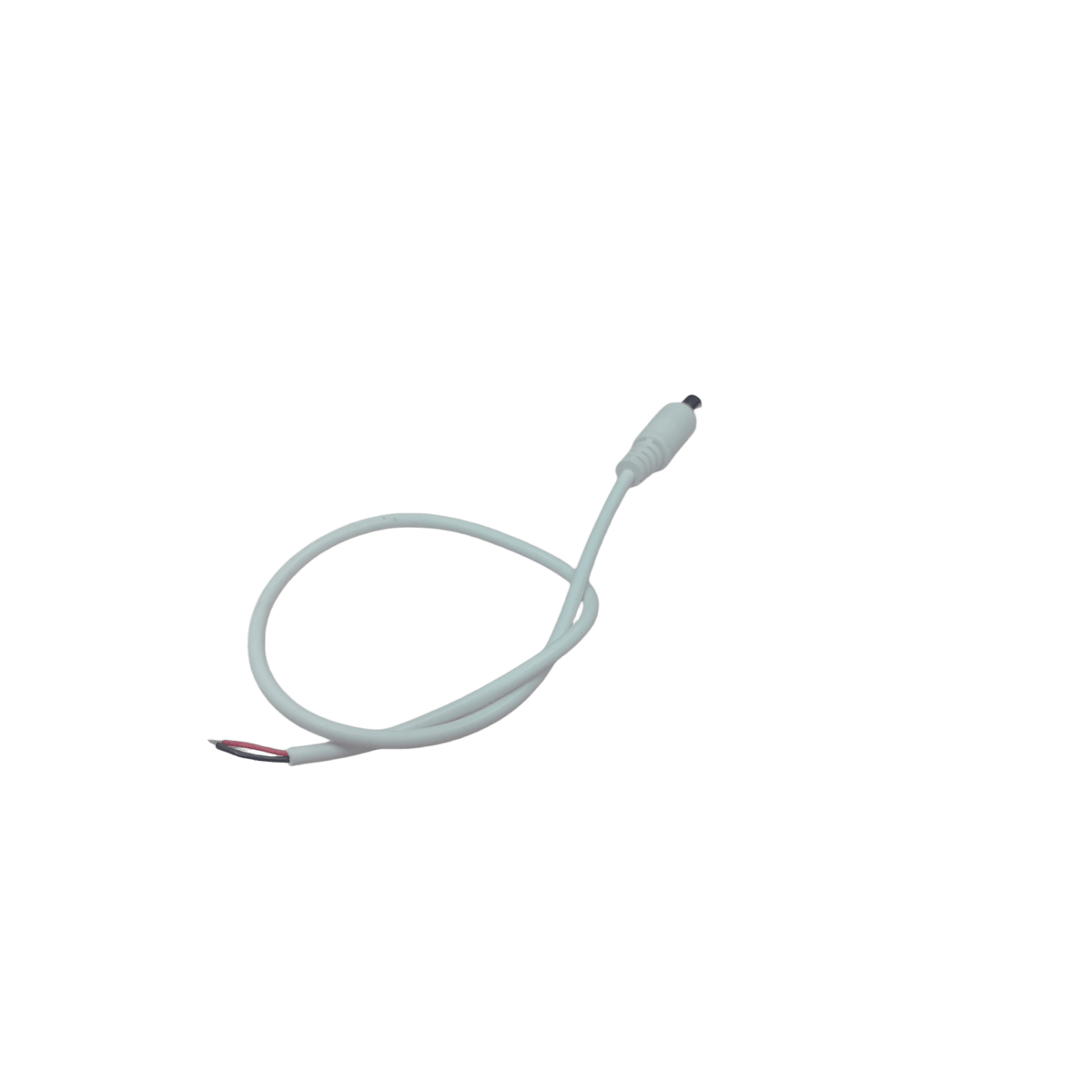 Cable con Conector Macho (Pigtail) | Forro Blanco |  Alimentación para Vcc con Puntas Libres | Polarizado | Largo 22 cm (8.66 Pulgadas) / Calibre 22AWG.