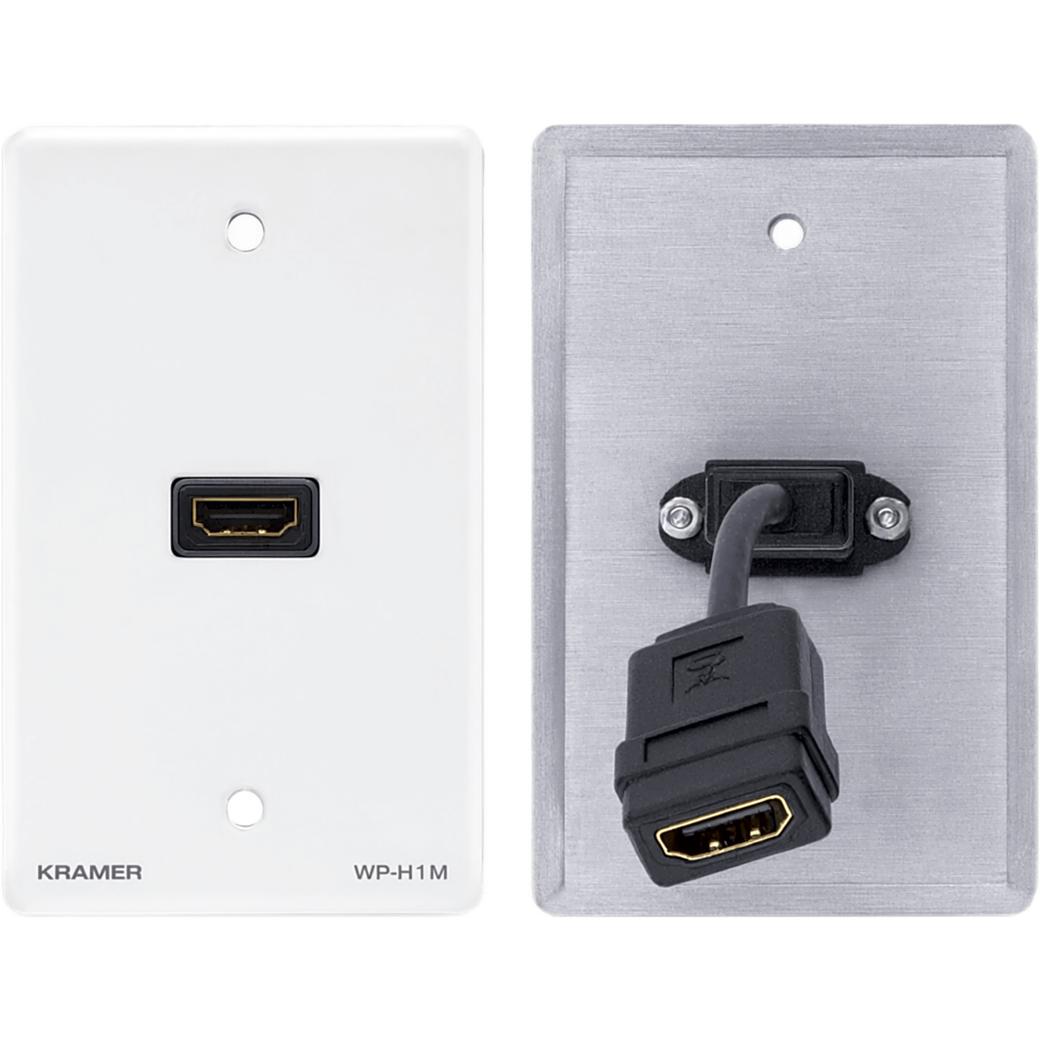 Wall Plate Pasivo HDMI | Conexión HDMI Frontal y Trasera | Cable Plano Flexible | Formatos US | Blanco
