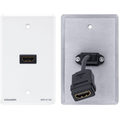 Wall Plate Pasivo HDMI | Conexión HDMI Frontal y Trasera | Cable Plano Flexible | Formatos US | Blanco