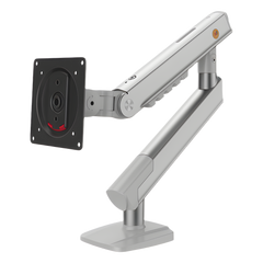 Brazo Ergonómico para Monitor A5-XS / Soporte 17\" a 32\" / VESA 75x75 y 100x100 mm / Carga 2-7 kg (4.4-15.4 lbs) / Ajuste de Tensión / Rotación ±90° / Color Blanco / Instalación Abrazadera o Pasacables