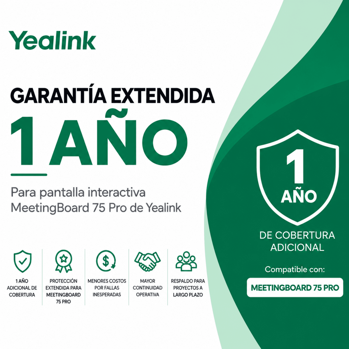Garantía Extendida de 1 Año para MeetingBoard 75 Pro de Yealink