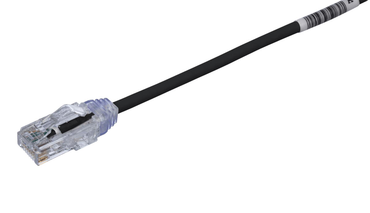 Cable de Parcheo TX6, UTP Cat6, Diámetro Reducido (28AWG), Color Negro, 16.76 Metros (55 Pies)