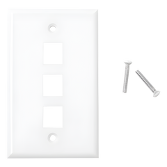 Placa de Pared de 3 Puertos, Keystone, Color Blanco