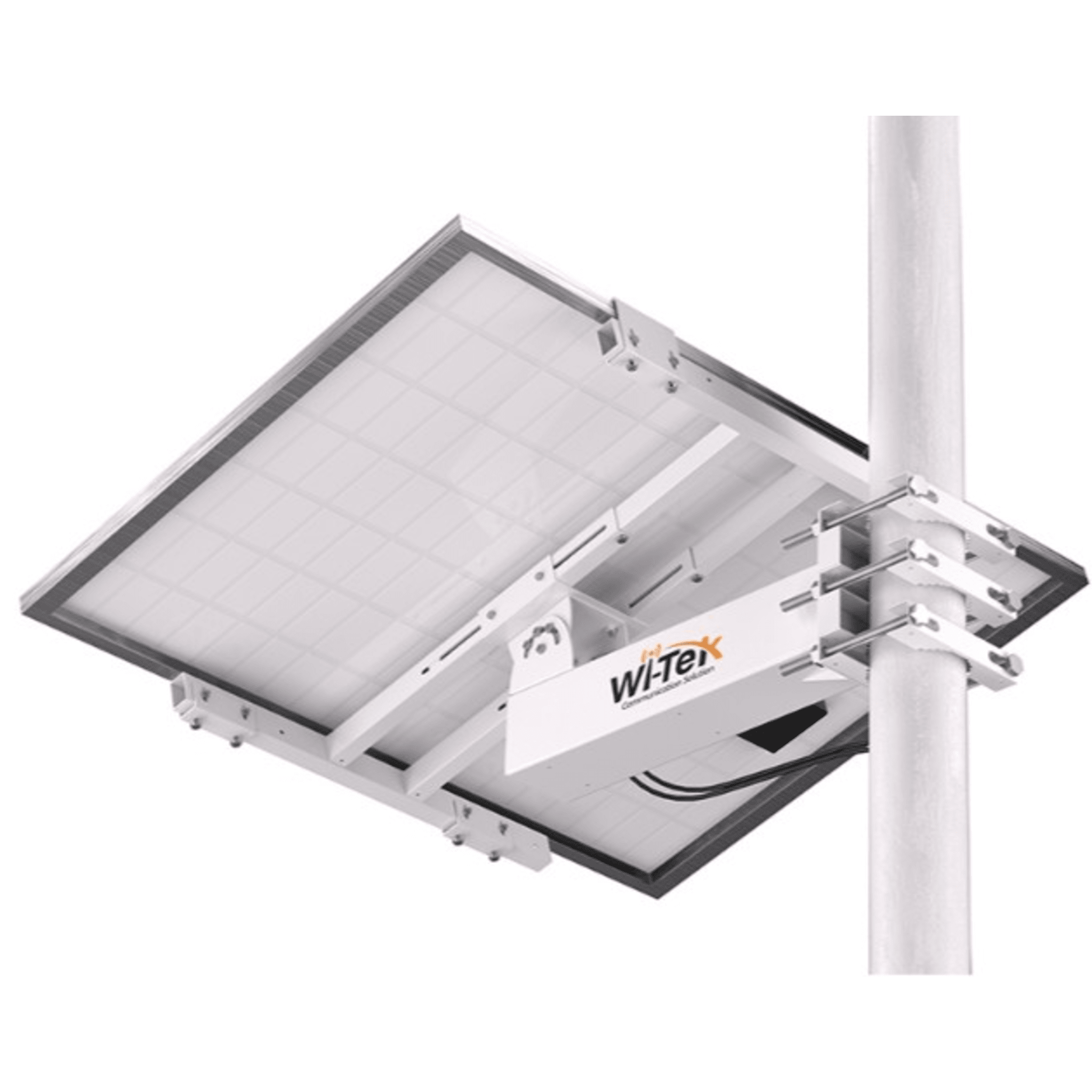 Soporte/Montaje para Panel Solar WI-BRKP133 para Postes / Estructura Galvanizada SGCC 2 mm / Ajuste Ángulo 0-75° / Compatible Postes Redondos 76-133 mm y Cuadrados 50-130 mm / Paneles hasta 900 mm Ancho y 35 mm Grosor / Resistente Corrosi&o