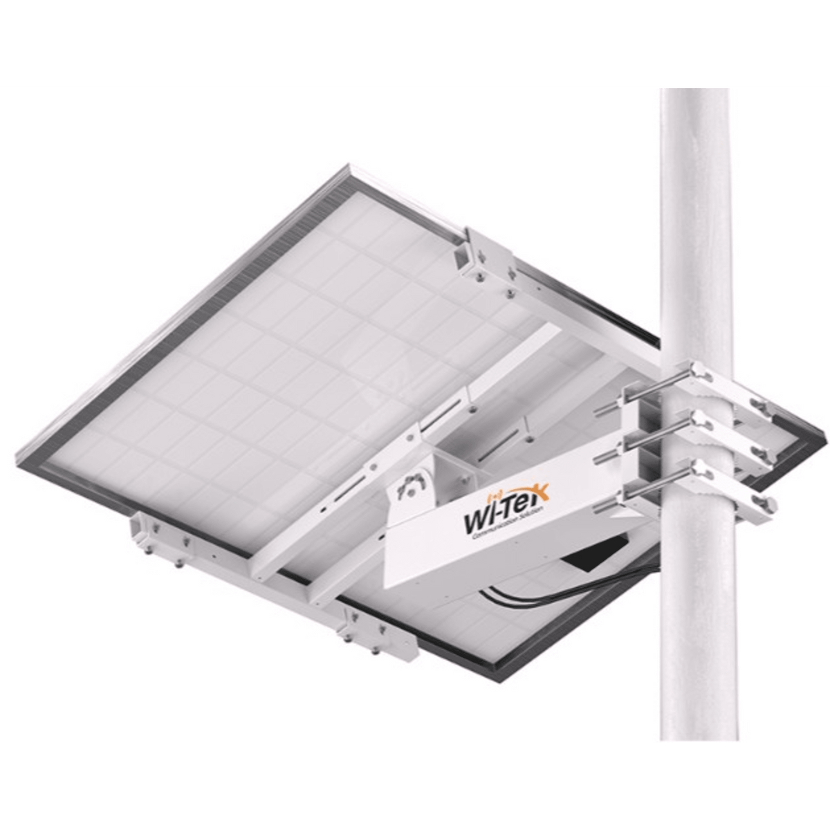 Soporte/Montaje para Panel Solar WI-BRKP133 para Postes / Estructura Galvanizada SGCC 2 mm / Ajuste Ángulo 0-75° / Compatible Postes Redondos 76-133 mm y Cuadrados 50-130 mm / Paneles hasta 900 mm Ancho y 35 mm Grosor / Resistente Corrosi&o