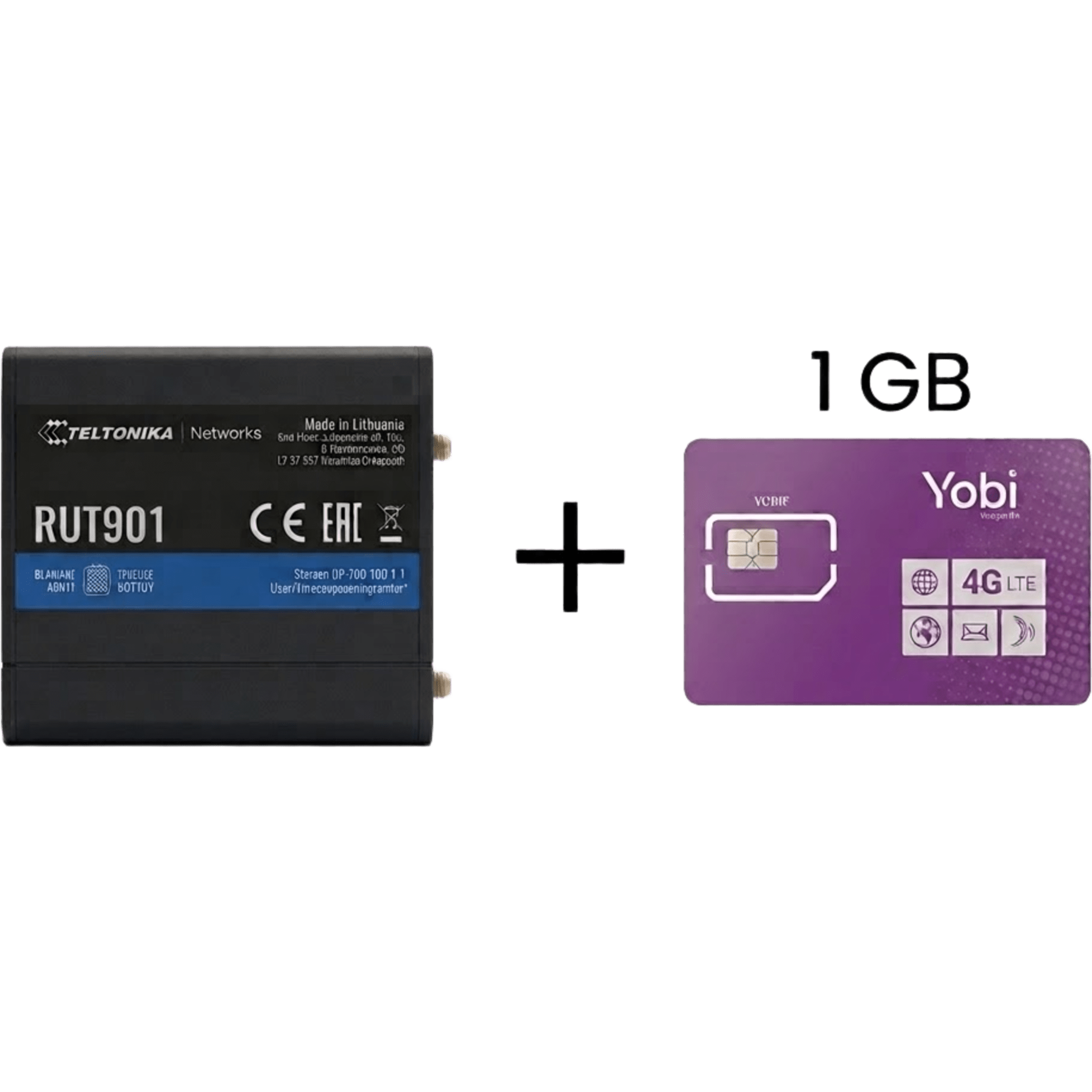 Router Teltonika LTE/4G RUT901 + SIM de YOBI de 1GB por Mes durante un año de servicio (solo datos)
