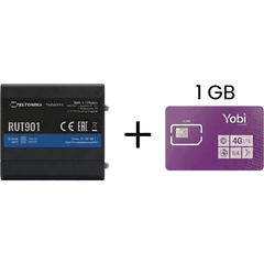Router Teltonika LTE/4G RUT901 + SIM de YOBI de 1GB por Mes durante un año de servicio (solo datos)