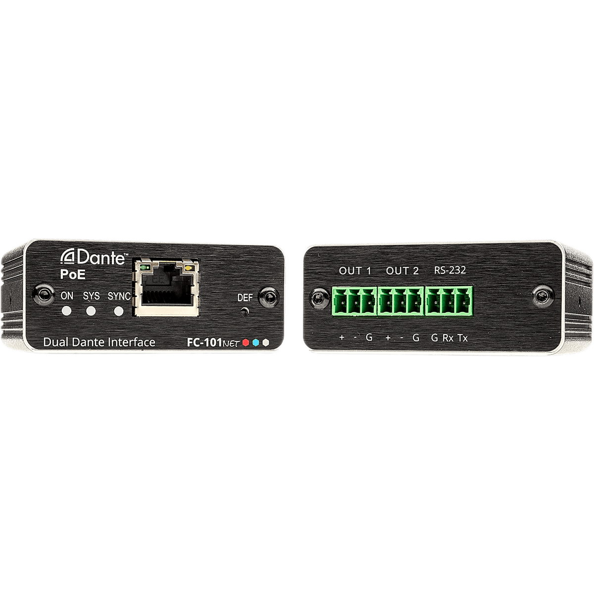Decodificador Dante | 2 Canales | Salidas Mono Balanceadas | Alimentación PoE | Control de Volumen | Conversión 32 bits | Frecuencia de Muestreo 96 kHz | Kramer Protocol 3000