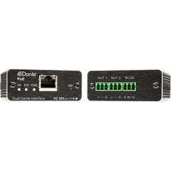 Decodificador Dante | 2 Canales | Salidas Mono Balanceadas | Alimentación PoE | Control de Volumen | Conversión 32 bits | Frecuencia de Muestreo 96 kHz | Kramer Protocol 3000