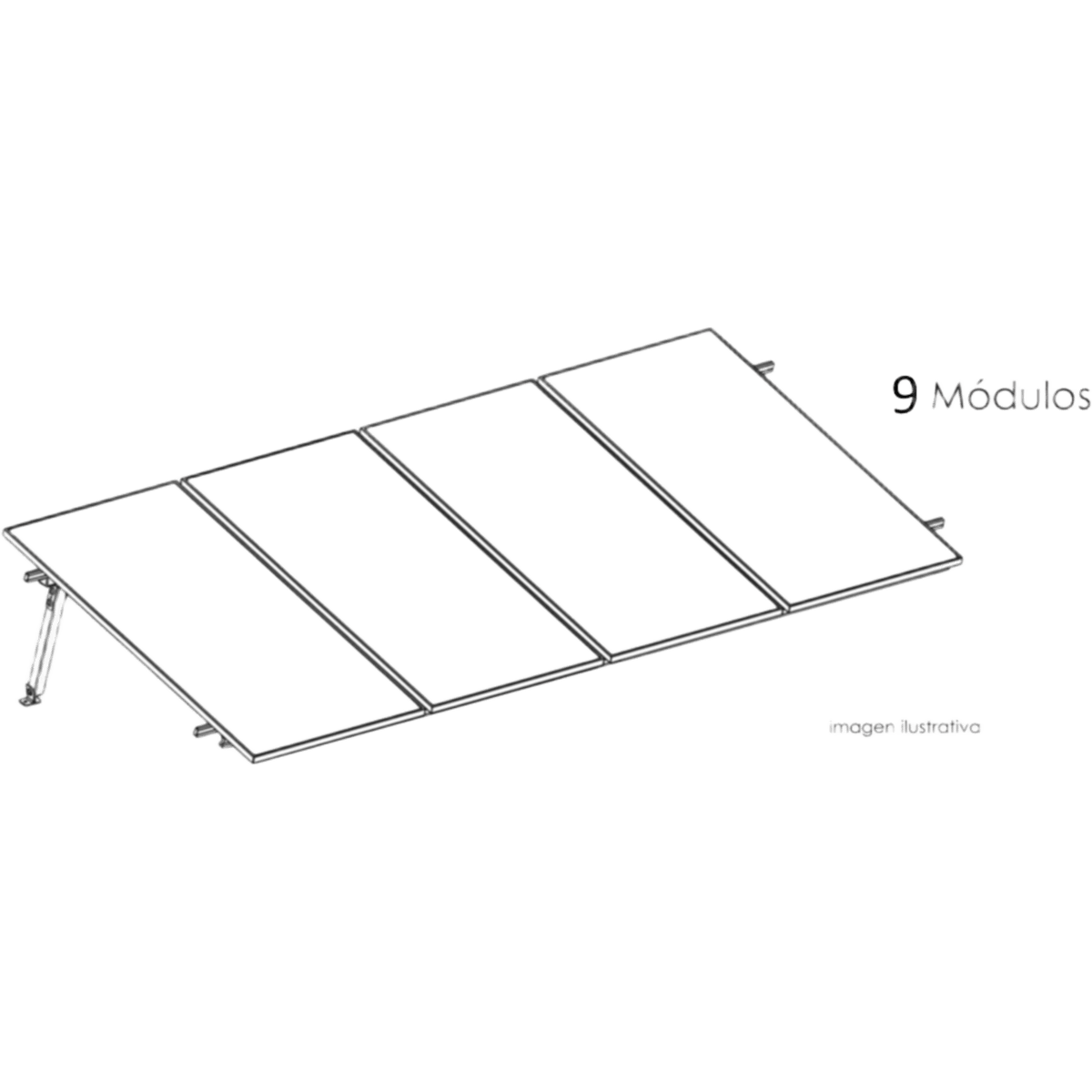 Kit Basel Sistema de Montaje Solar para 9 Módulos / Inclinación 10° / Para Módulo 645 W / Dimensiones del Módulo 2.382 m (7.8 ft) x 1.134 m (3.7 ft) / Velocidad de Viento 170 km/h /  Losa Plana Una Fila