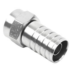 Conector F Macho, Plegable de Doble Blindaje para cable RG-59, Cuerpo de Bronce Niquelado.