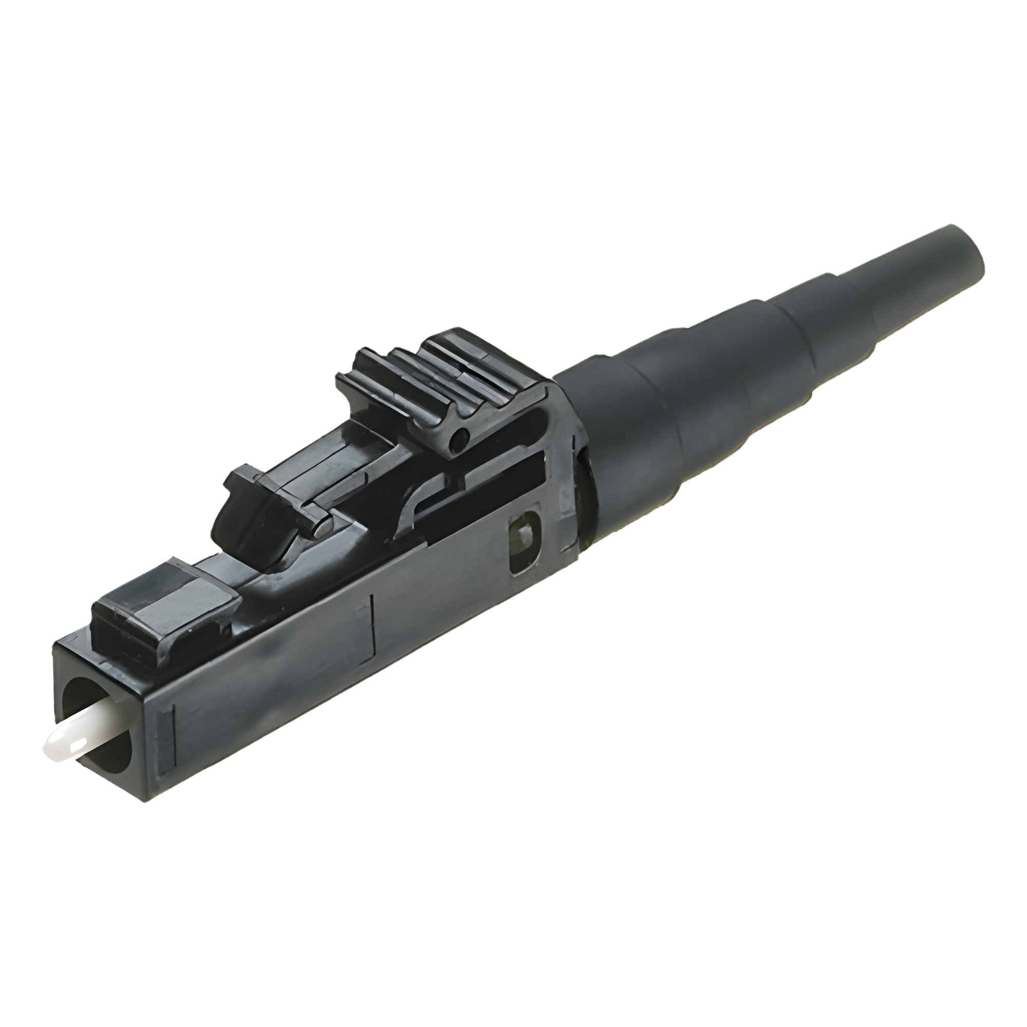 Conector de Fibra Óptica Multimodo OM2, OM3 y OM4, LC Simplex, Pulido en Campo, Color Negro