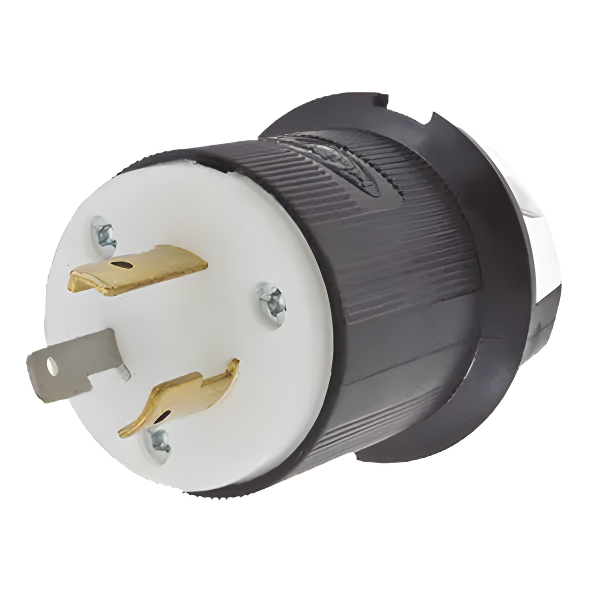 Clavija Industrial con Bloqueo de Media Vuelta / 20 A 125 V CA / 2 Polos 3 Hilos / Color Blanco y Negro / Nema L5-20P.