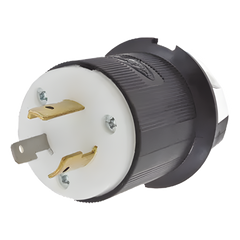 Clavija Industrial con Bloqueo de Media Vuelta / 20 A 125 V CA / 2 Polos 3 Hilos / Color Blanco y Negro / Nema L5-20P.