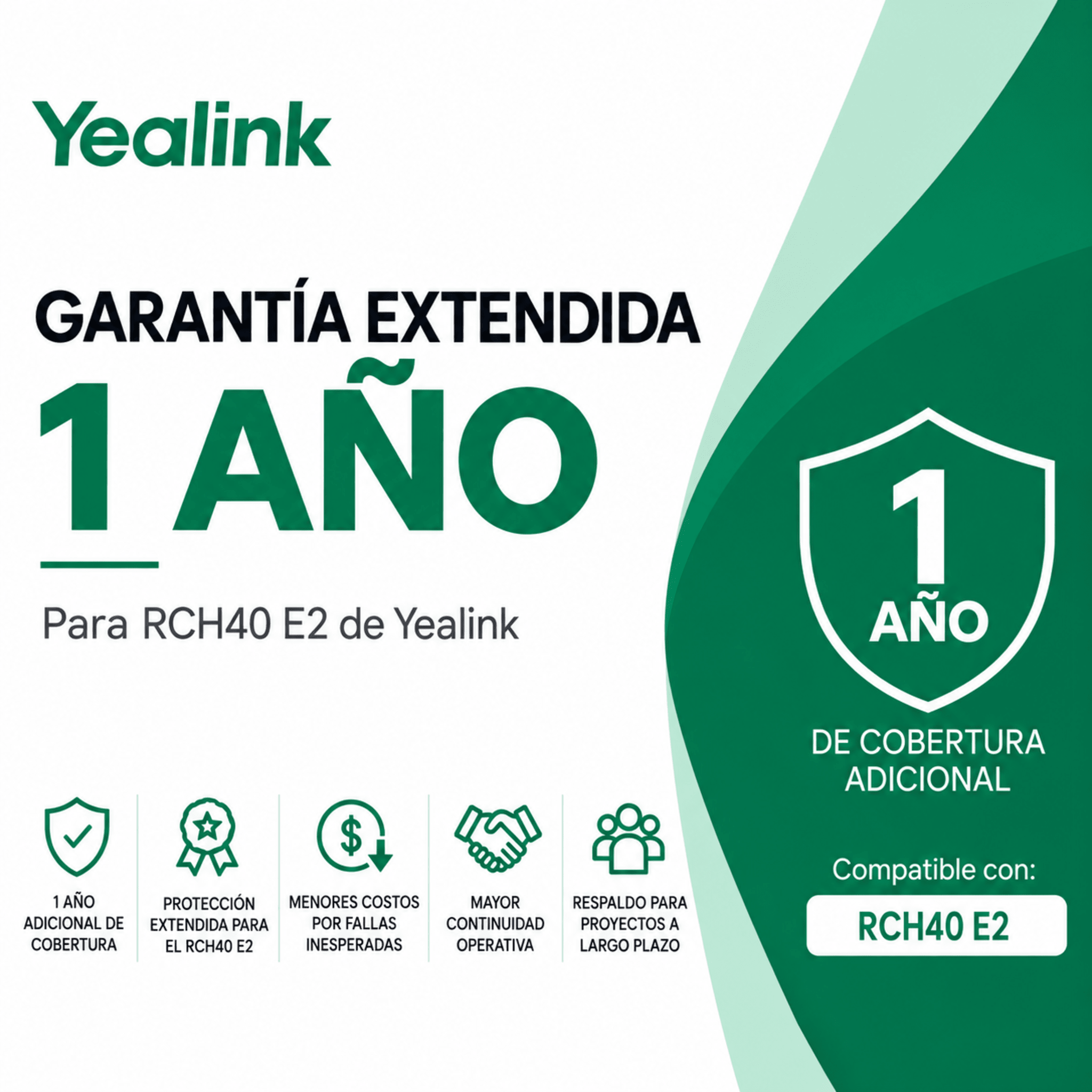 Garantía Extendida de 1 Año para Switch PoE RCH40-E2 de Yealink