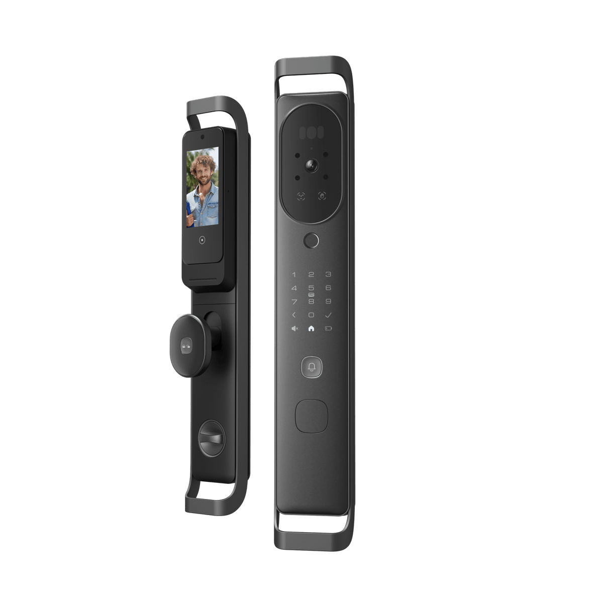 Cerradura Inteligente Multibiométrica / Reconocimiento Facial + Venas Palma + Huella Digital / Teclado Numérico + Tarjetas IC + NFC / Pantalla HD 4.5 Pulgadas / Batería Doble 4000mAh + 2500mAh / Conexión WiFi 2.4GHz / App Smart