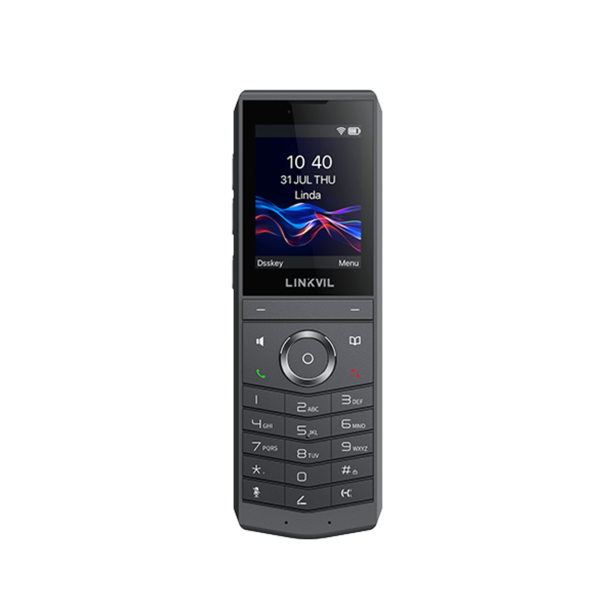 Teléfono IP Wi-Fi Portátil / Pantalla Color 2.4" 240x320 / Wi-Fi 6 Dual-Banda / Bluetooth 5.0 / Batería 3000mAh 13h Talk / Video H.264 4CIF / Resistencia Caídas 1.8m (5.9 ft) / Conferencia 6 Vías / USB Type-C