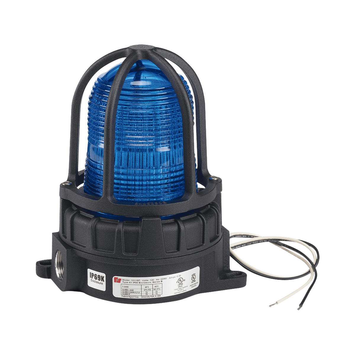 Luz de advertencia LED color Azul para ubicaciones peligrosas, montaje para superficies, 120/240Vca,