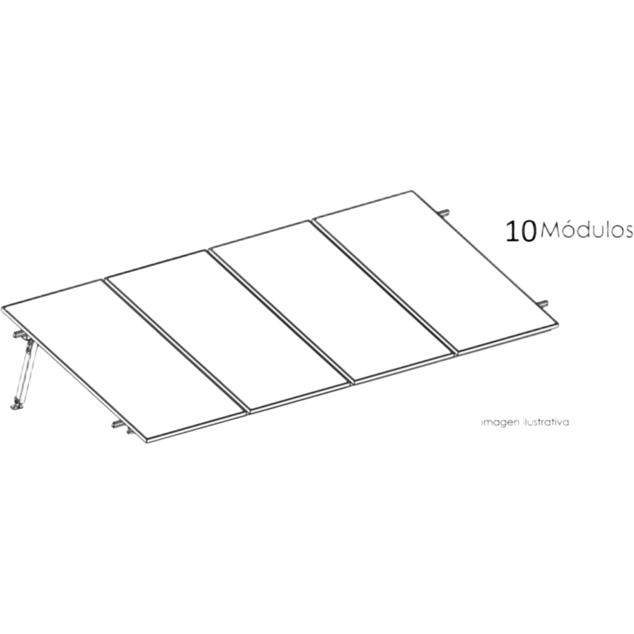 Kit Basel Sistema de Montaje Solar para 10 Módulos / Inclinación 10° / Para Módulo 645 W / Dimensiones del Módulo 2.382 m (7.8 ft) x 1.134 m (3.7 ft) / Velocidad de Viento 170 km/h /  Losa Plana Una Fila