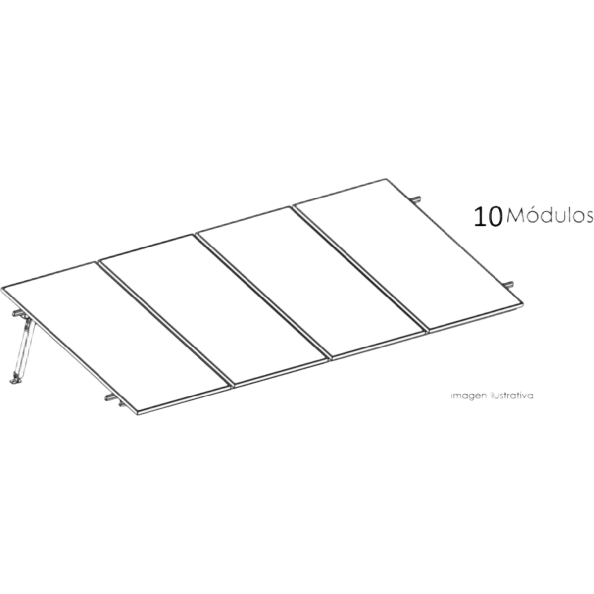 Kit Basel Sistema de Montaje Solar para 10 Módulos / Inclinación 10° / Para Módulo 645 W / Dimensiones del Módulo 2.382 m (7.8 ft) x 1.134 m (3.7 ft) / Velocidad de Viento 170 km/h /  Losa Plana Una Fila