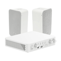 Kit de amplificador con bluetooth | 2 altavoces para pared | Sistema 100V |  2 Canales con Control de volumen Independiente |  Música Ambiental