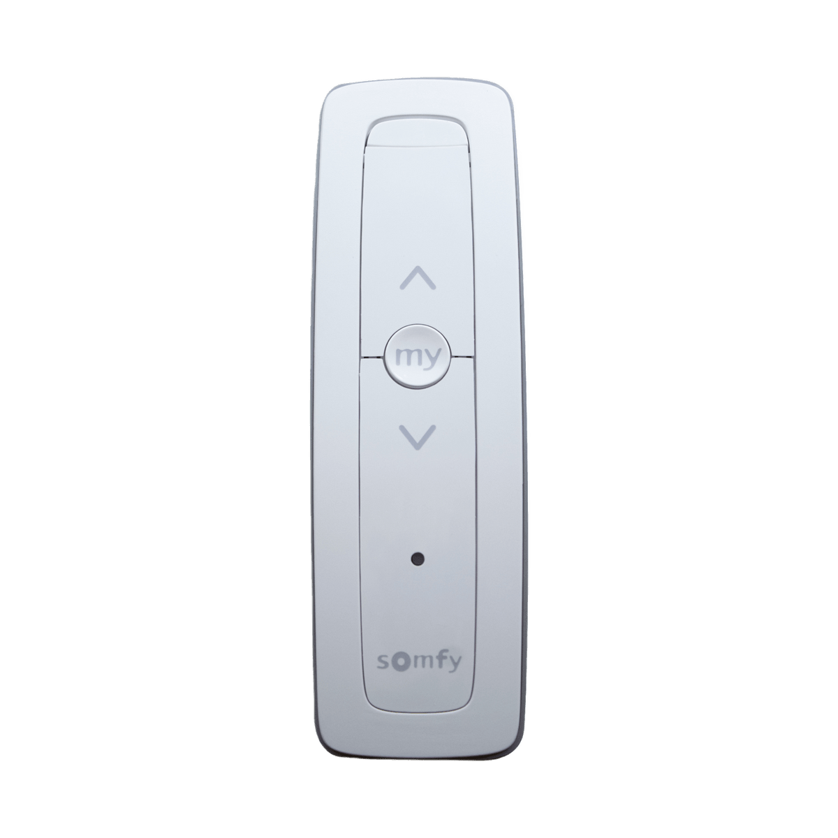 Control remoto 1 canal para motores de persiana Somfy con señal inalámbrica, instrucciones: sube, baja y detener, con posición favorita programada.
