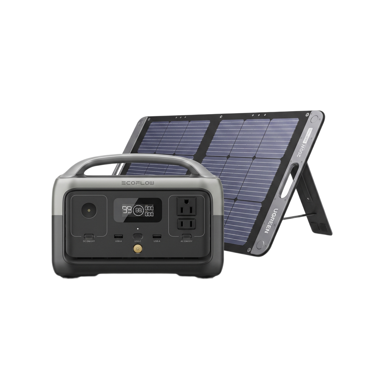 Estación de Energía Portátil / 256 Wh LFP / Inversor Onda Sinusoidal Pura 300 W / Panel Solar 200 W / USB-C 60 W / IP67 / Wi-Fi