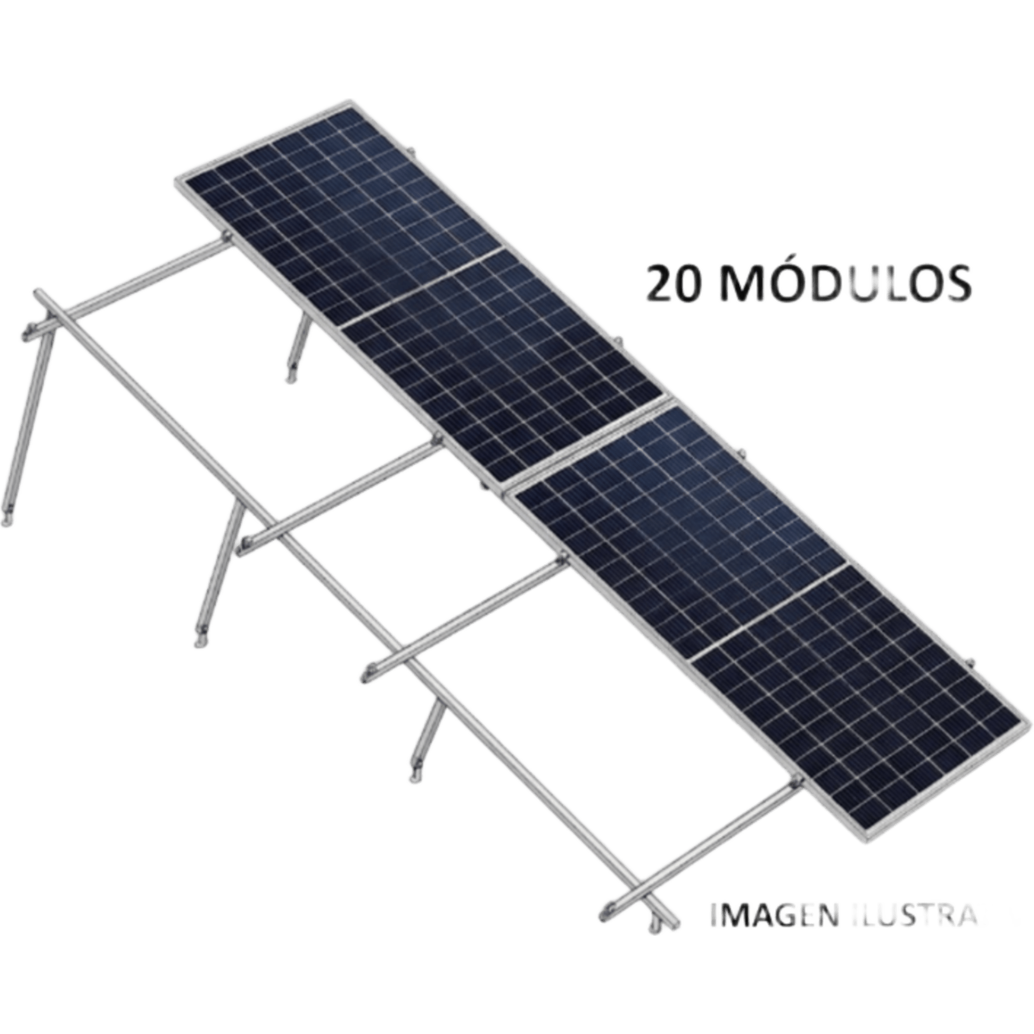 Kit Basel Sistema de Montaje Solar para 20 Módulos / Inclinación 10° / Para Módulo 645 W / Dimensiones del Módulo 2.382 m (7.8 ft) x 1.134 m (3.7 ft) / Velocidad de Viento 170 km/h /  Losa Plana Doble Fila
