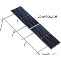 Kit Basel Sistema de Montaje Solar para 20 Módulos / Inclinación 10° / Para Módulo 645 W / Dimensiones del Módulo 2.382 m (7.8 ft) x 1.134 m (3.7 ft) / Velocidad de Viento 170 km/h /  Losa Plana Doble Fila