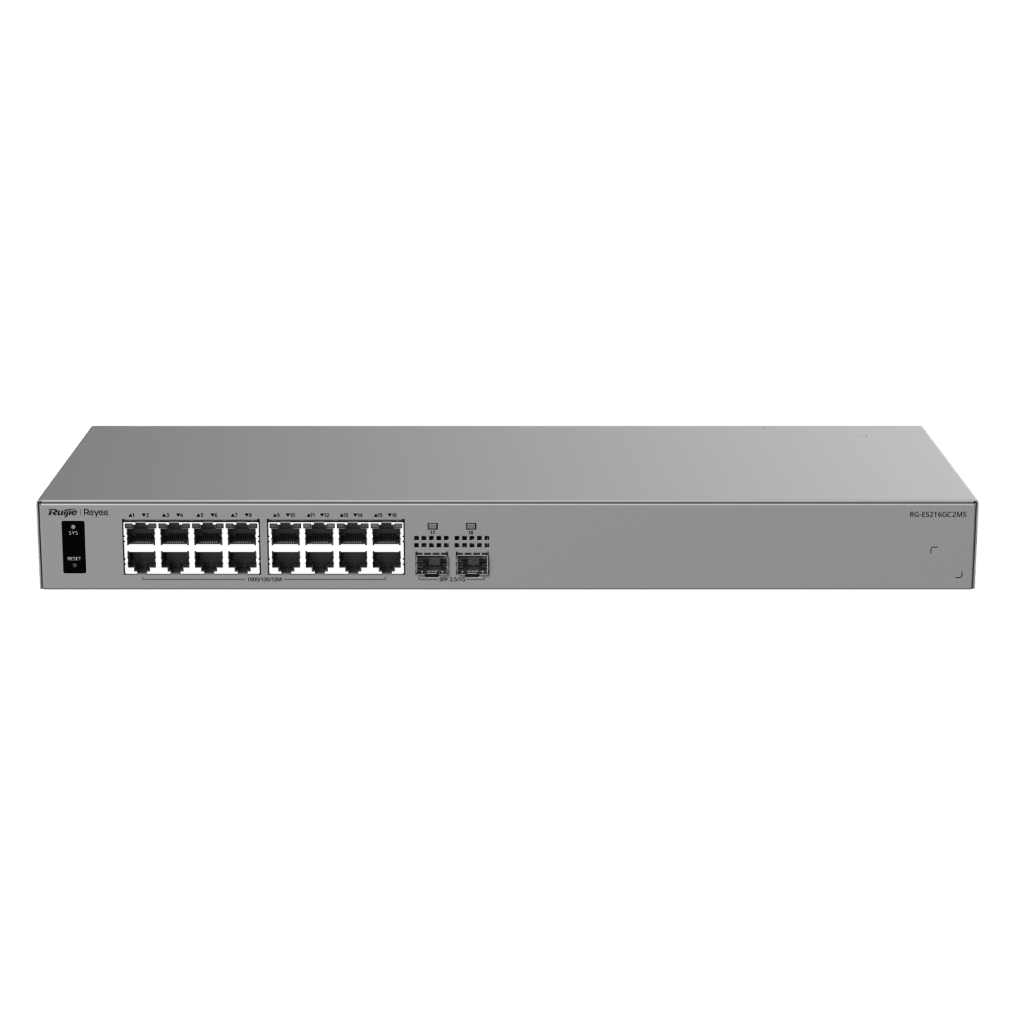 Switch Capa 2 Cloud-Managed / 24 Puertos Gigabit / 2 Puertos 2.5GE SFP / 58 Gbps / ERPS / Sin Ventilador / Gestión Cloud Ruijie / 3 Años Garantía